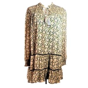 Rewind Embroidered Tiered Mini Dress Multicolor Ruffled Size M Floral Prairie